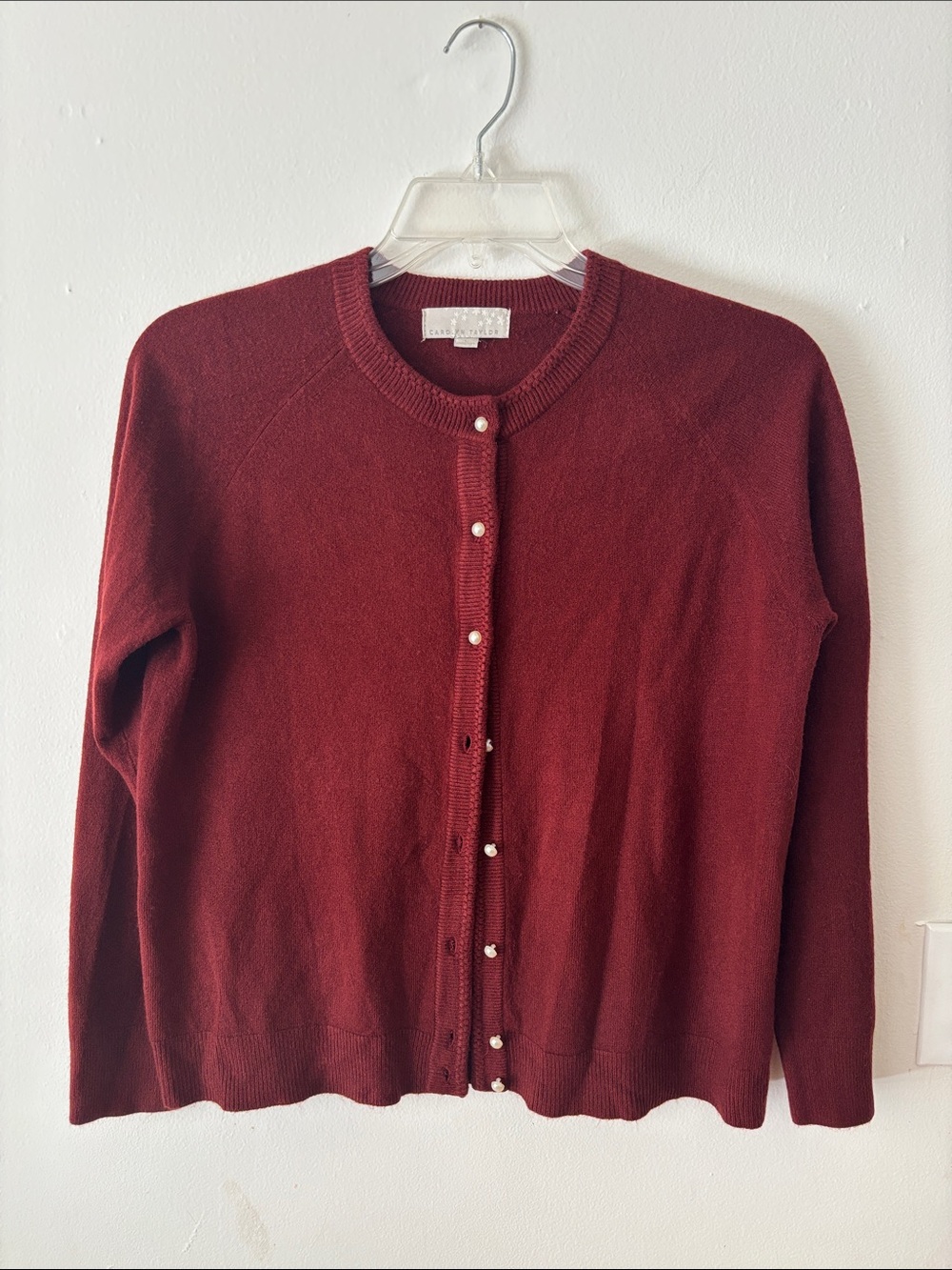 Carolyn Taylor burgundy button down fall cardigan sweater size large